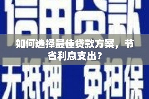 中站如何选择最佳贷款方案，节省利息支出？