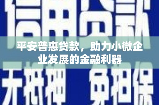 中站平安普惠贷款，助力小微企业发展的金融利器